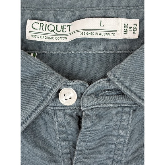 Croquet Polo Shirt Mens Large Green Organic Cotton Preppy Academia Chest Pocket - Picture 2 of 7